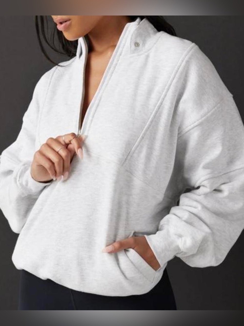 Joah Brown Retro Half Zip Pullover Sweatshirt Heather Gray
